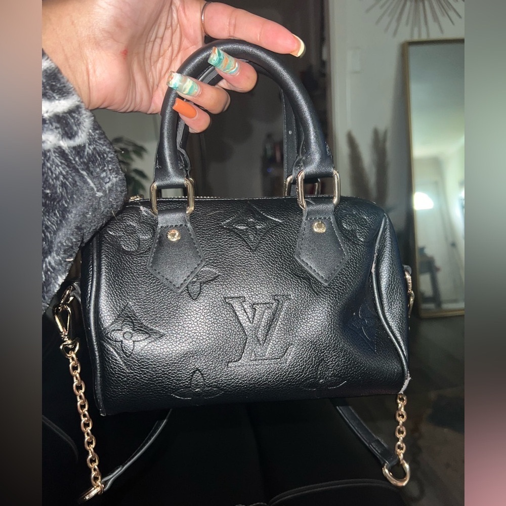Black Designer LV Embroidered Leather crossbody